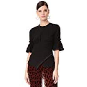 YIGAL AZROUËL Women's Smoked Sleeve Crepe Top Bla